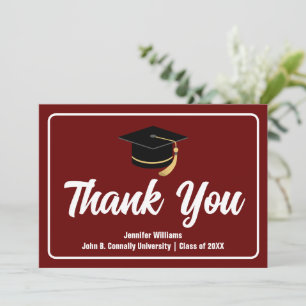 Maroon White Abschluss Typografy Custom Graduate Dankeskarte