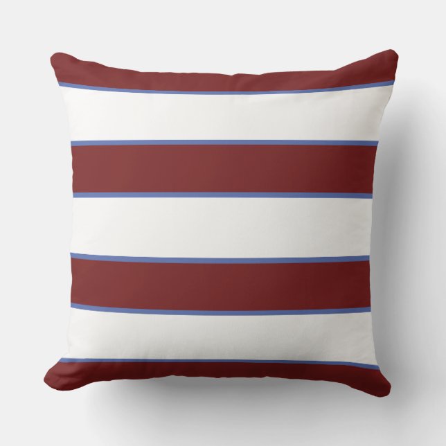 Maroon White Blue Nautical Elegante Kissen (Vorderseite)