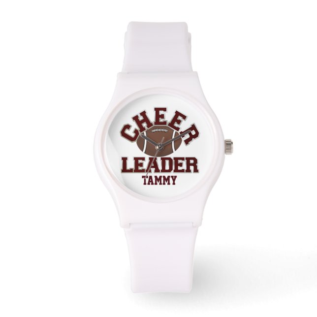 Maroon & White Cheerleader's Custom Watch Armbanduhr (Vorderseite)