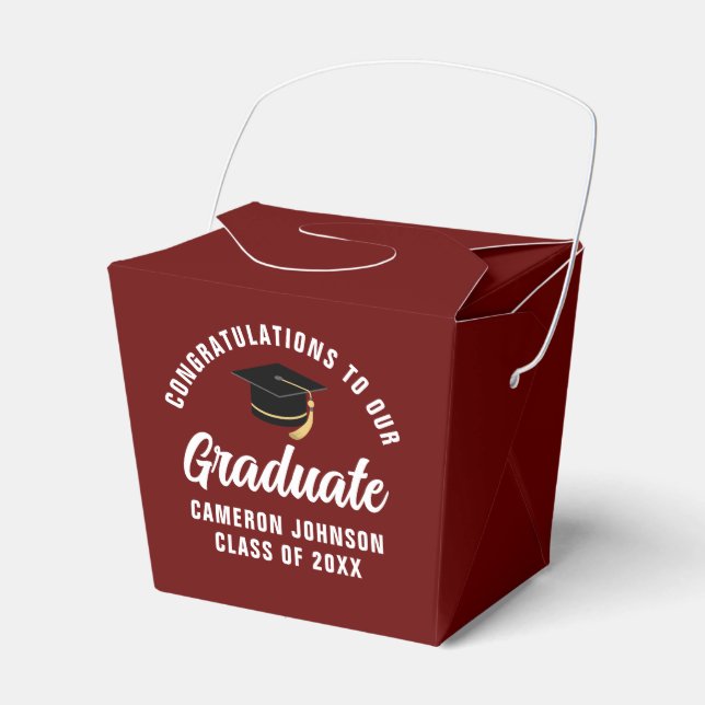 Maroon White Custom 2025 Graduation Party Fortune Geschenkschachtel (Vorderseite)