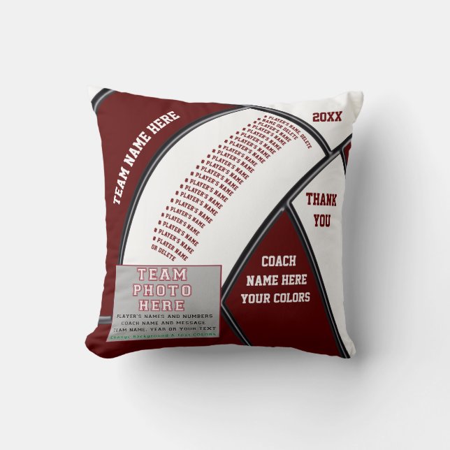 Maroon, White, Personalisiert Volleyball-Reisebusg Kissen (Vorderseite)