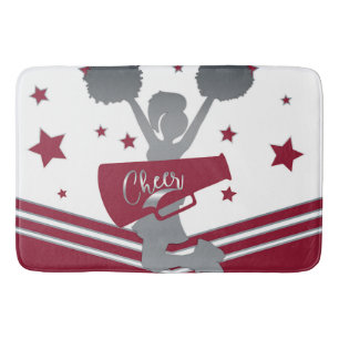 Maroon White Silver Stars Cheer Cheer Badematte