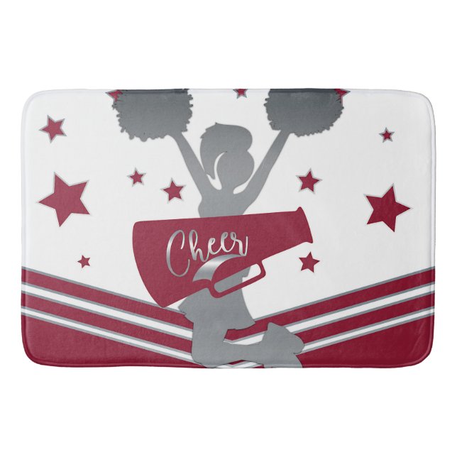 Maroon White Silver Stars Cheer Cheer Badematte (Vorderseite)