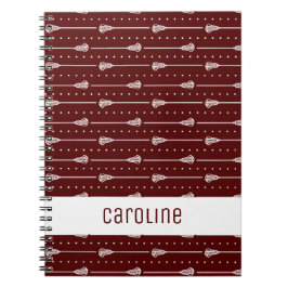 Maroon White Sticks and Dotted Lines Gemustert Notizblock
