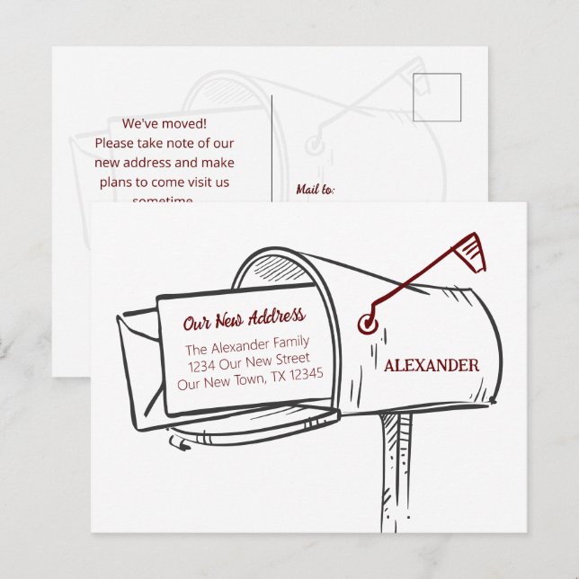 Maroon wir haben bewegte verzweifelte Mailbox bewe Postkarte (Vorne/Hinten)