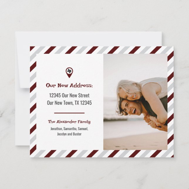 Maroon, wir haben gestreift bewegtes Foto (Rückseite)