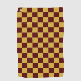 Maroon with Metallic Gold Square Pattern Golfhandtuch