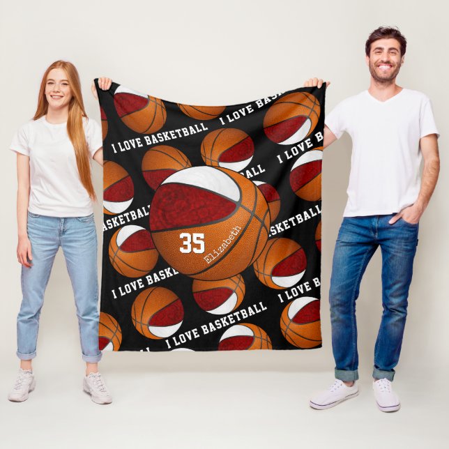 Marowhite I Liebe Basketball Girls Mannschaftsfarb Fleecedecke (Beispiel)
