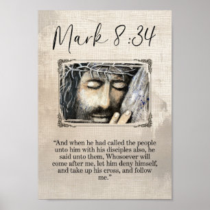 Marque 8:34 Jésus Crucifixion Christ Art mural imp