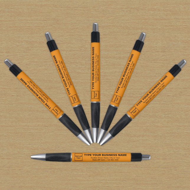 Marque Business d'Orange sur stylo (Pen with orange barrel and your business brand)