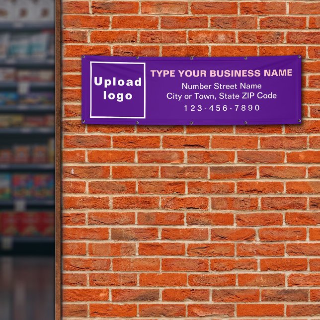 Marque commerciale sur bannière longue violet (Purple long banner with your business brand)