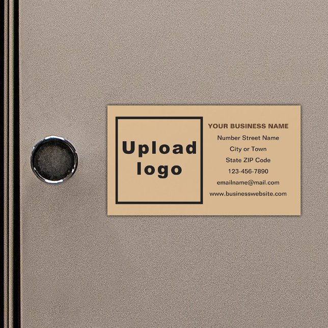 Marque commerciale sur carte magnétique Brown légè (Your business brand on small light brown rectangle magnetic card.)