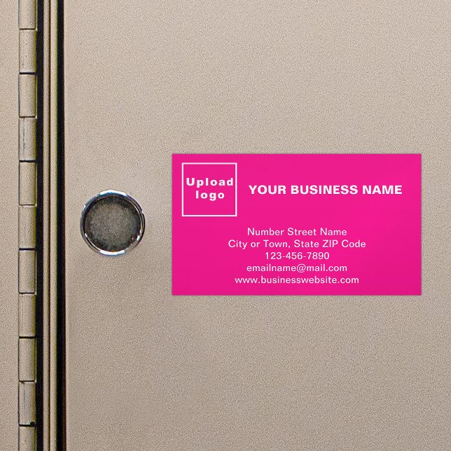 Marque commerciale sur petite carte magnétique ros (Pink magnetic business card with your business brand)