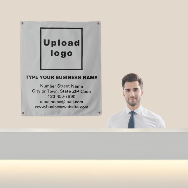 Marque commerciale sur Tapisserie gris (Business brand on gray tapestry in reception.)