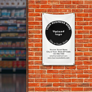 Marque d'affaires ronde noire sur bannière Portrai