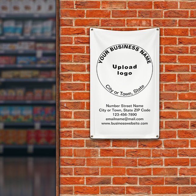 Marque d'affaires ronde sur bannière Portrait (Banner with your business brand in round shape)