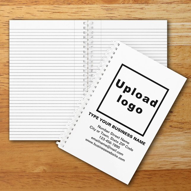 Marque d'affaires sur Carnet à spirale blanche (Your business brand on white spiral notebook. Office & school supply to build brand name awareness.)
