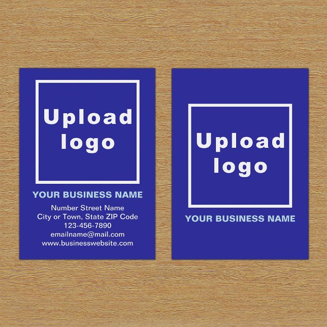 Marque d'affaires sur petite carte bleue Portrait (Front and back of the blue business card with your brand)