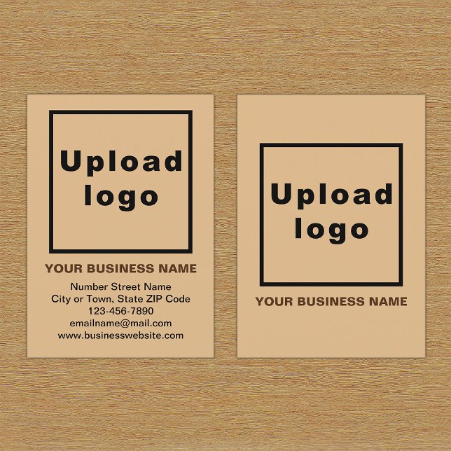 Marque d'affaires sur petite carte Portrait Brown  (Front and back of the light brown business card with your brand)