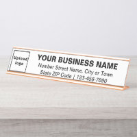 Marque d'affaires sur plaque de nom long bureau bl