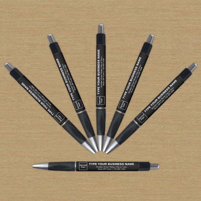 Marque d'entreprise noire sur stylo (Pen with black barrel and your business brand)