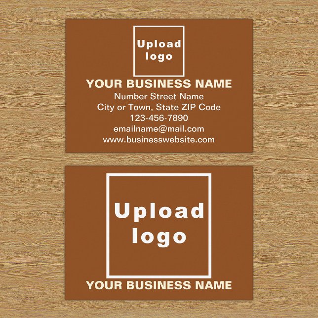 Marque d'entreprise sur carte de boîtier rectangle (Front and back sides of brown enclosure card with your business brand.)