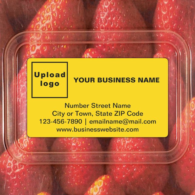 Marque d'entreprise sur Étiquette adhésif Rectangl (Yellow rectangle adhesive label with your business brand)