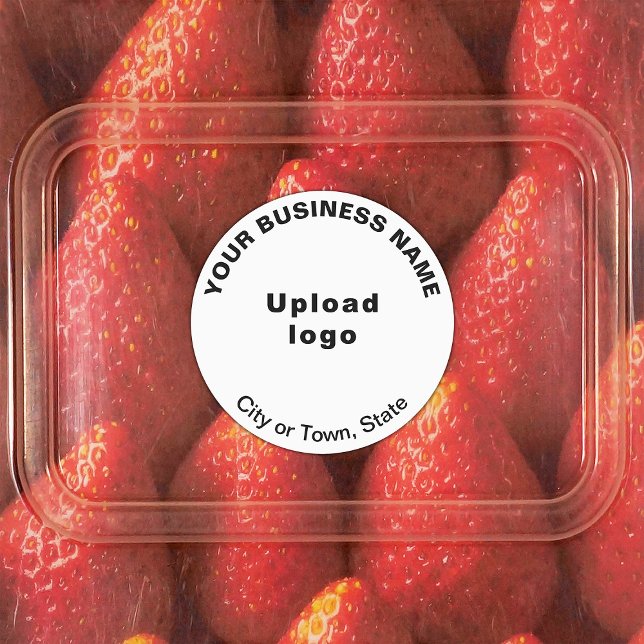 Marque d'entreprise sur Étiquette adhésif rond bla (White round adhesive label with your business brand)