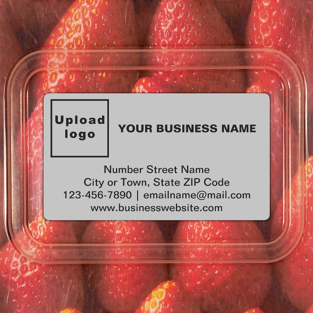 Marque d'entreprise sur le Étiquette adhésif recta (Gray rectangle adhesive label with your business brand)