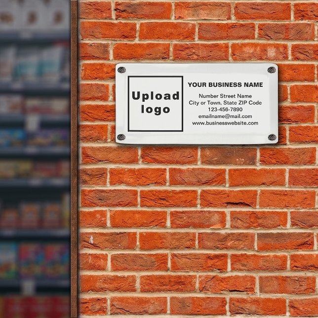 Marque d'entreprise sur une petite bannière blanch (Small white banner with your business brand)