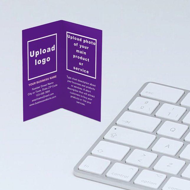 Marque et produit sur le Carte de visite plié viol (Purple folded business card with your brand and product)