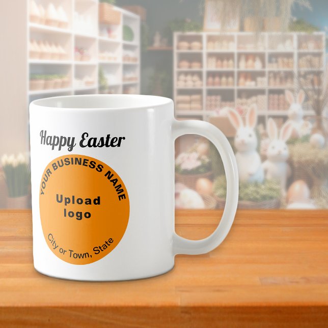 Marque Orange Business | Pâques | Mug (Mug with Easter greeting and orange round shape business brand)