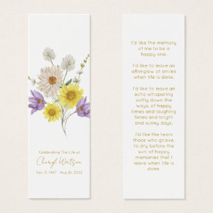Marque-page de deuil simple de fleur sauvage