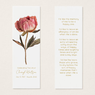 Marque-page de mémorial funéraire de pivoine simpl