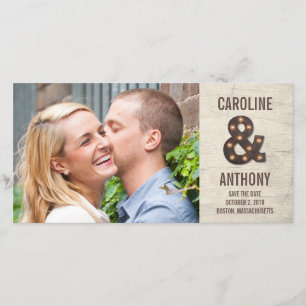Marquee Ampersand Save the Date Foto Cards