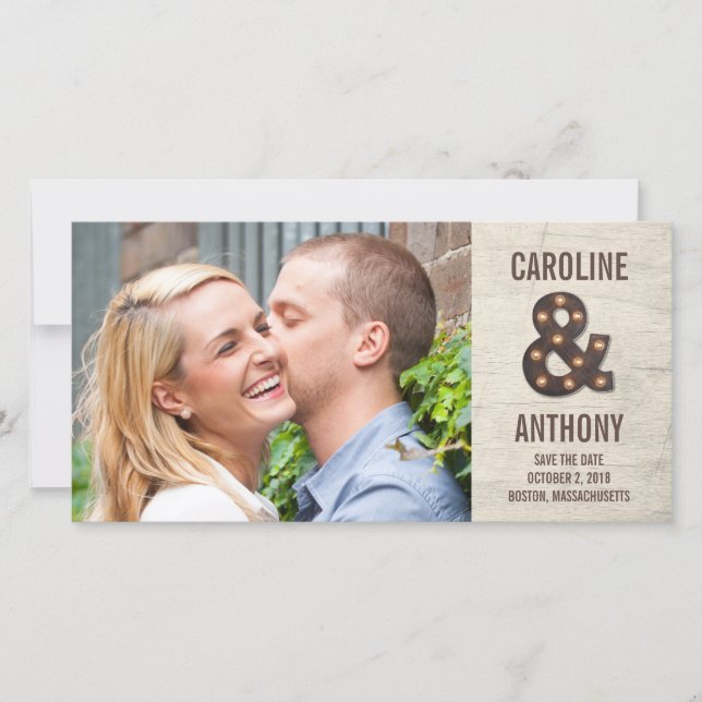 Marquee-Et-Zeichen Save The Date Fotokarten (Vorderseite)