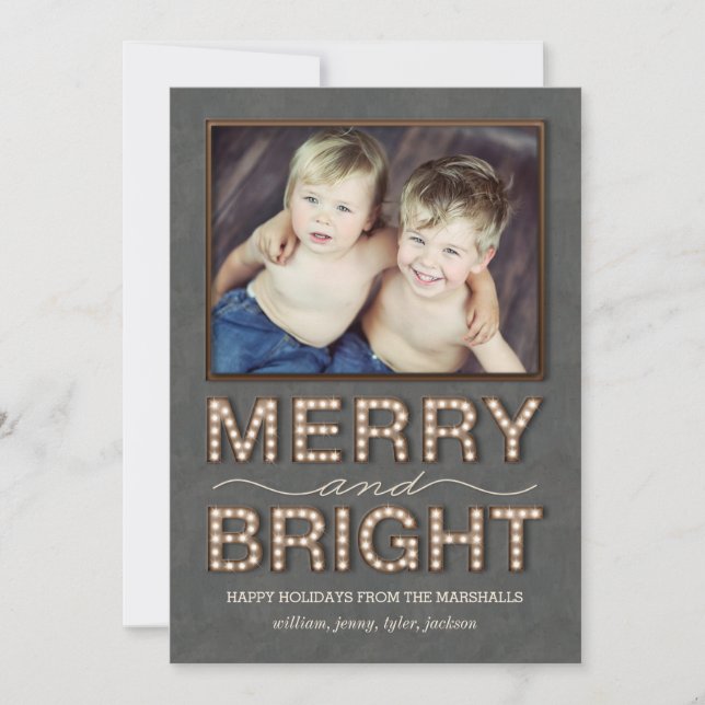 Marquee Lights Carte photo de vacances Joyeux et l (Devant)