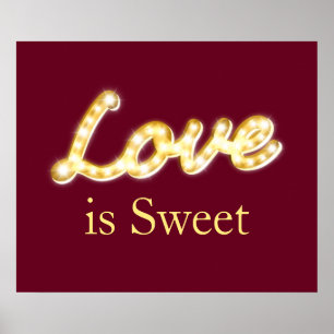 Marquee Lights Liebe ist süß - Marsala Poster