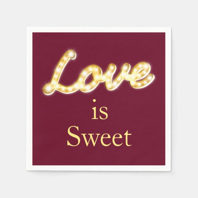 Marquee Lights Liebe ist süß - Marsala Serviette (Vorderseite)
