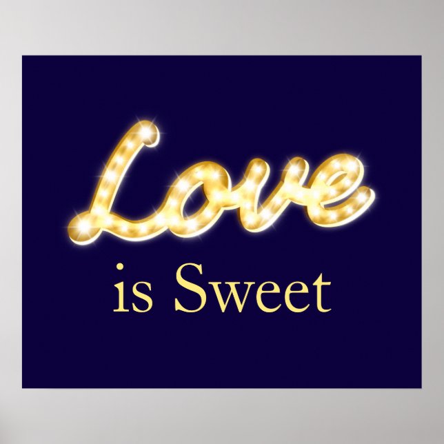 Marquee Lights Liebe ist Sweet Poster - Blau (Vorne)