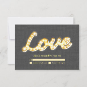 Marquee Lights UAWG Gray Burlap RSVP Karte