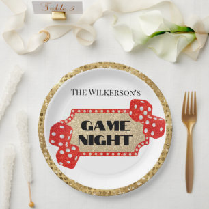 Marquee Sign für Game Night Glitzern Pappteller