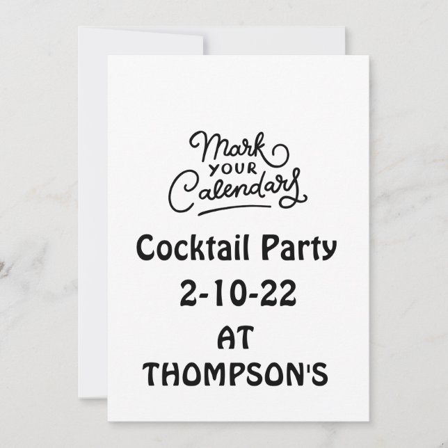 Marquer votre agenda Cocktail party Invitation (Devant)