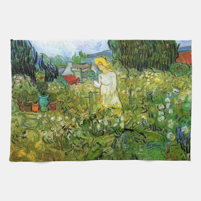 Marquerite Gachet im Garten, Vincent van Gogh. Geschirrtuch (Horizontal)