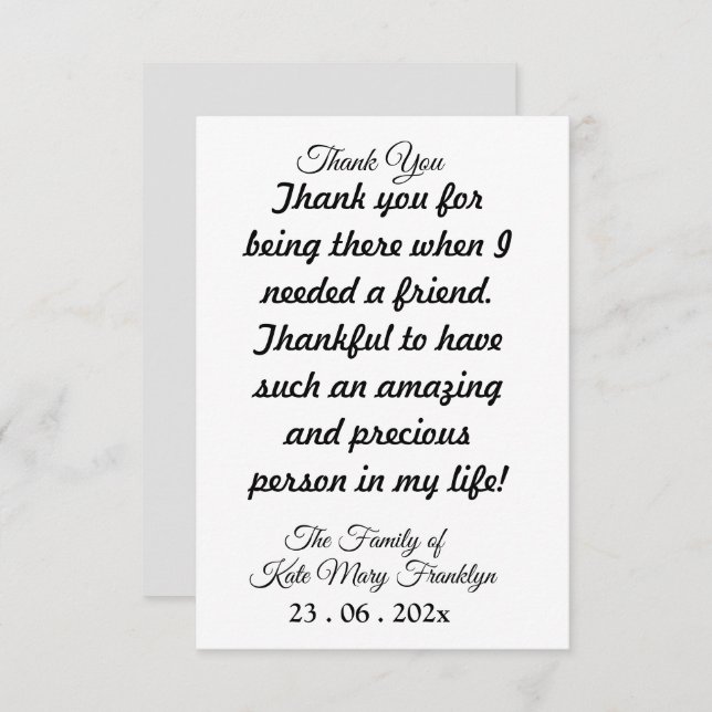 Marques à skis | Carte de script de Merci spécial (Devant / Derrière)