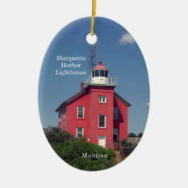Marquette Hafen Leuchtturm Oval Ornament