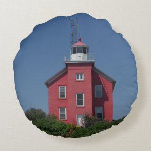 Marquette Harbour Lighthouse Rundkissen Rundes Kissen