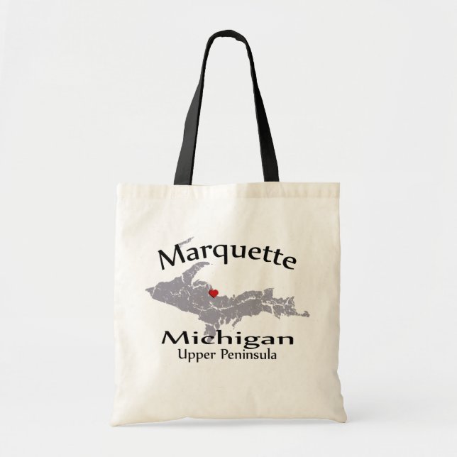 Marquette Michigan Heart Map Design Tote Bag Tragetasche (Vorne)