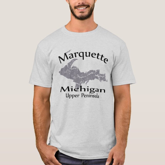 Marquette Michigan Map Design T - Shirt (Vorderseite)
