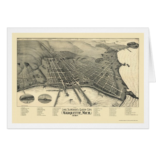 Marquette, panoramische Karte MI - 1897 (Vorderseite (Horizontal))